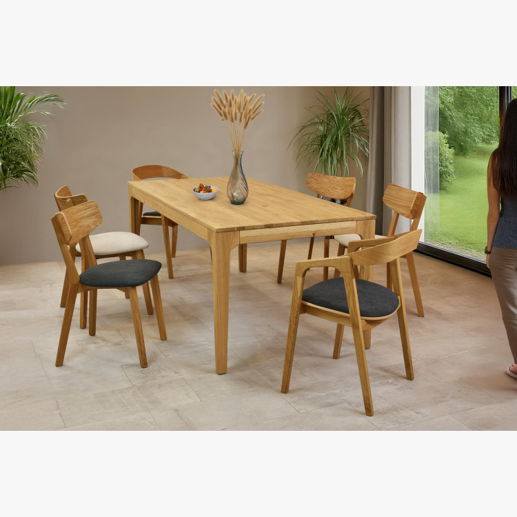 Modern tölgyfa étkezőszék, sötétszürke színben  - 15