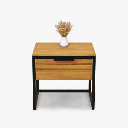 Tölgyfa éjjeliszekrény fém lábakkal  - 1