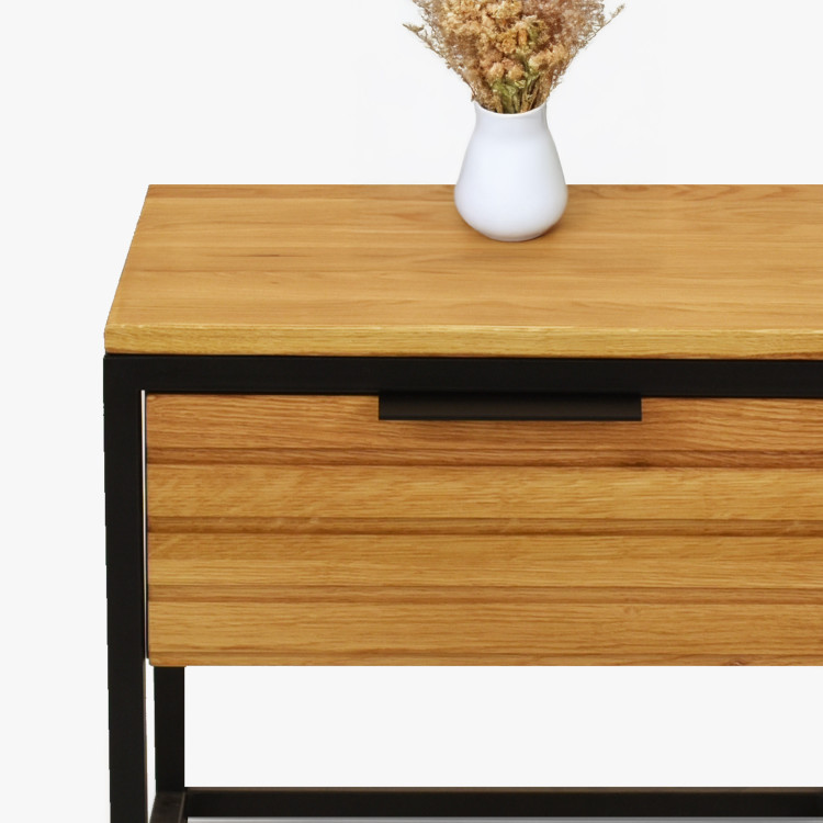 Tölgyfa éjjeliszekrény fém lábakkal  - 2