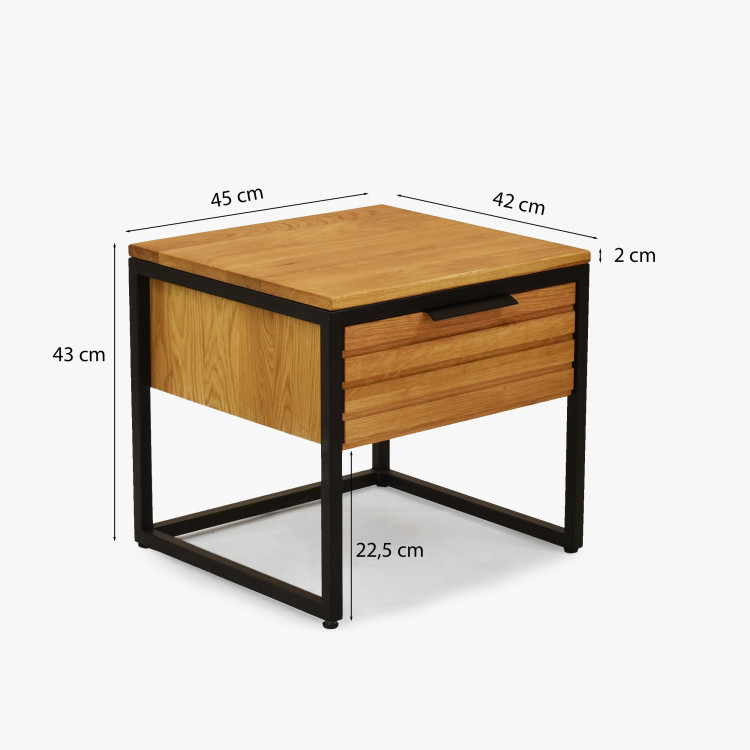 Tölgyfa éjjeliszekrény fém lábakkal  - 3