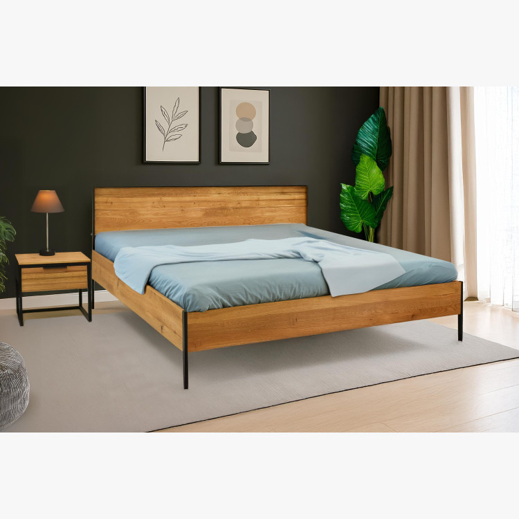 Tölgyfa éjjeliszekrény fém lábakkal  - 5