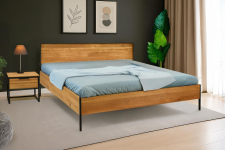 Tölgyfa éjjeliszekrény fém lábakkal  - 5