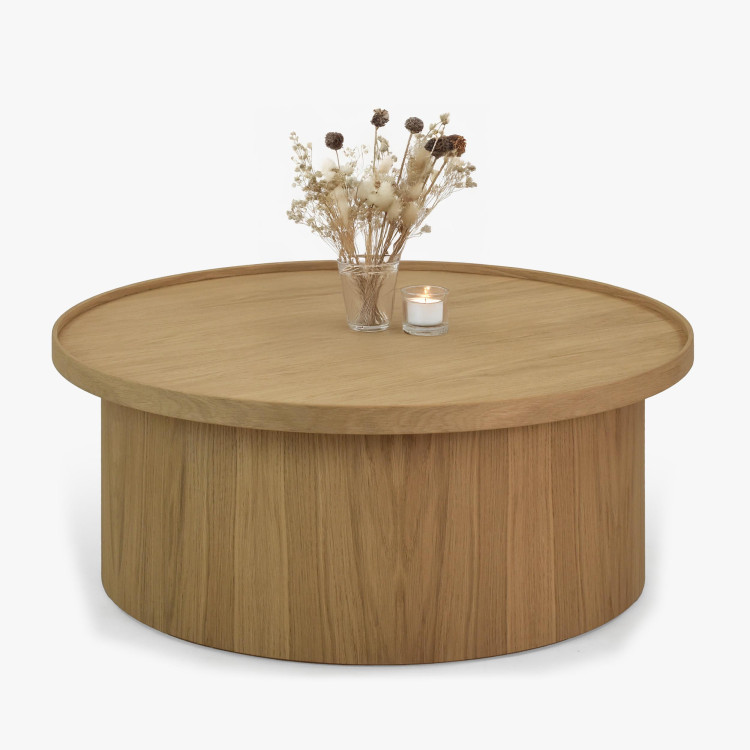 Dub tölgy dohányzóasztal fehér tölgy, Ø 80 ​​cm  - 0