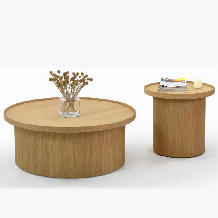 Dub tölgy dohányzóasztal fehér tölgy, Ø 80 ​​cm  - 1