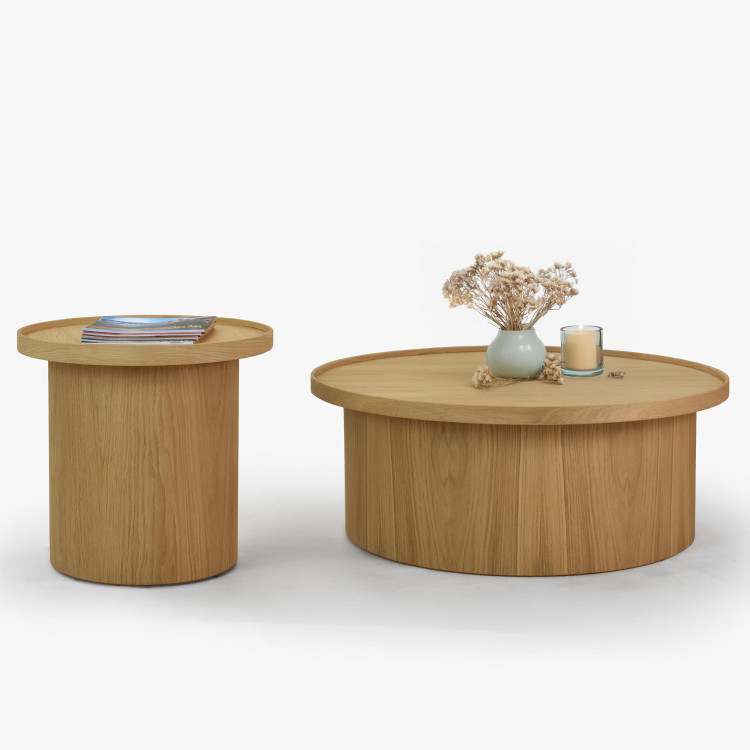 Dub tölgy dohányzóasztal fehér tölgy, Ø 80 ​​cm  - 3