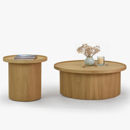 Dub tölgy dohányzóasztal fehér tölgy, Ø 80 ​​cm  - 3