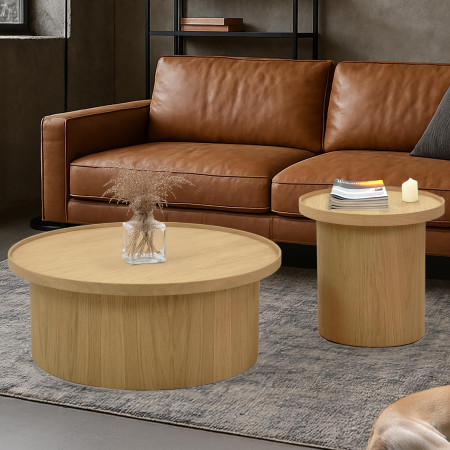 Dub tölgy dohányzóasztal fehér tölgy, Ø 80 ​​cm  - 8