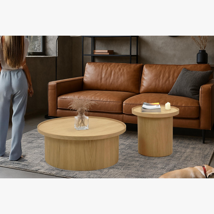 Dub tölgy dohányzóasztal fehér tölgy, Ø 80 ​​cm  - 9