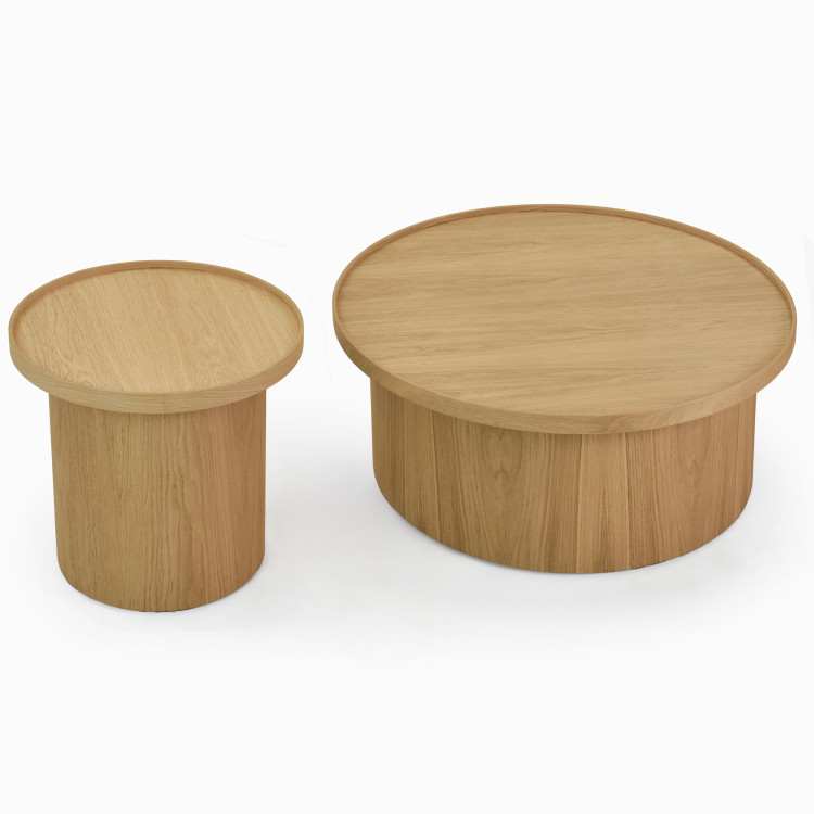 Dub tölgy dohányzóasztal fehér tölgy, Ø 80 ​​cm  - 10