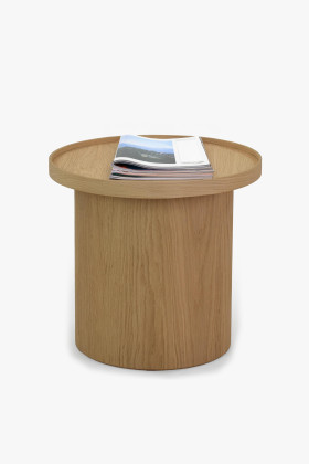 Kerek tölgyfa dohányzóasztal fehér tölgy bianco 45 cm átmérővel