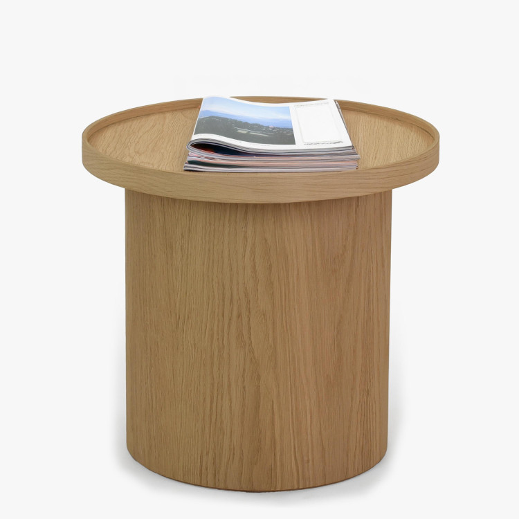 Dub tölgy dohányzóasztal, fehér tölgy, Ø 45 ​​cm  - 0