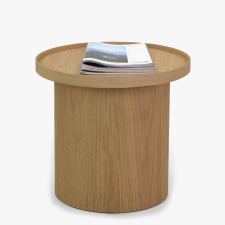 Dub tölgy dohányzóasztal, fehér tölgy, Ø 45 ​​cm  - 0