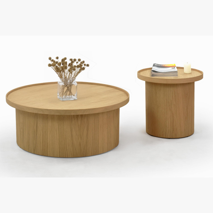 Dub tölgy dohányzóasztal, fehér tölgy, Ø 45 ​​cm  - 2