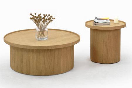 Dub tölgy dohányzóasztal, fehér tölgy, Ø 45 ​​cm  - 2