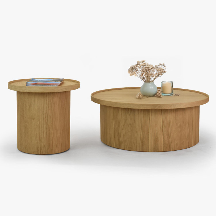 Dub tölgy dohányzóasztal, fehér tölgy, Ø 45 ​​cm  - 4