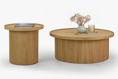 Dub tölgy dohányzóasztal, fehér tölgy, Ø 45 ​​cm  - 4