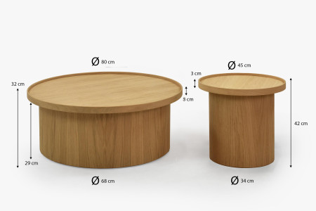 Dub tölgy dohányzóasztal, fehér tölgy, Ø 45 ​​cm  - 5
