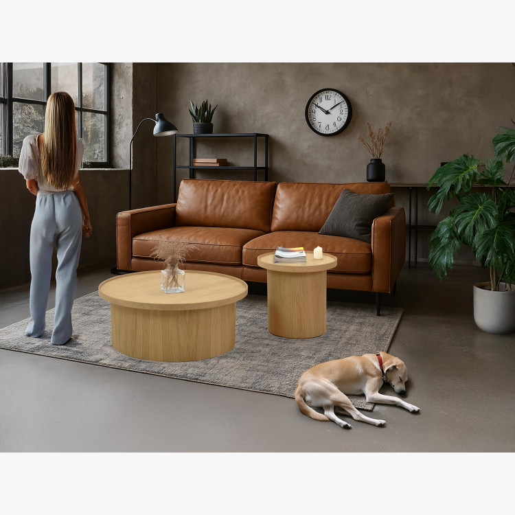 Dub tölgy dohányzóasztal, fehér tölgy, Ø 45 ​​cm  - 6