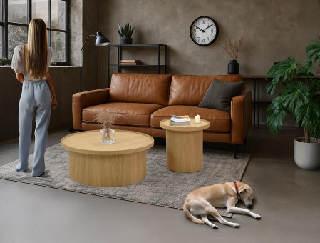 Dub tölgy dohányzóasztal, fehér tölgy, Ø 45 ​​cm  - 6