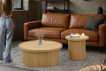 Dub tölgy dohányzóasztal, fehér tölgy, Ø 45 ​​cm  - 8