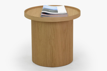 Dub tölgy dohányzóasztal, fehér tölgy, Ø 45 ​​cm  - 10