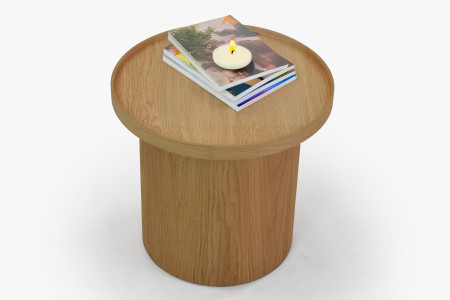 Dub tölgy dohányzóasztal, fehér tölgy, Ø 45 ​​cm  - 14