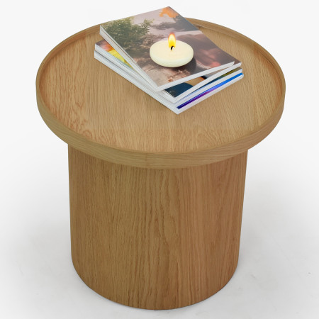 Dub tölgy dohányzóasztal, fehér tölgy, Ø 45 ​​cm  - 15