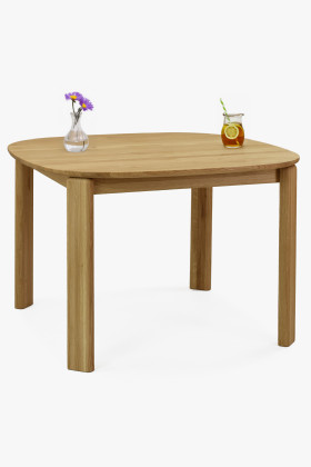 Tölgyfa ovális-kerek étkezőasztal 110x110 cm, natúr színű, olajozott