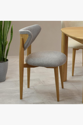 Luxus étkezőszék tölgyfa szürke kárpitozással  - 0