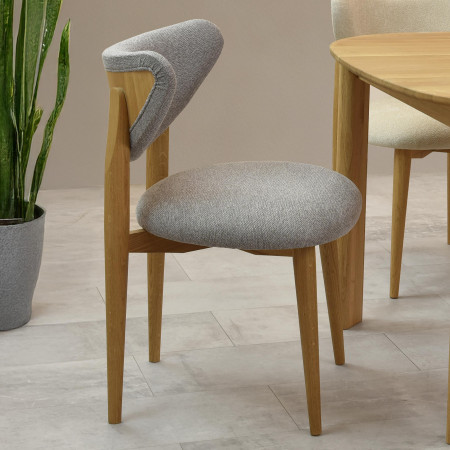 Luxus étkezőszék tölgyfa szürke kárpitozással  - 0