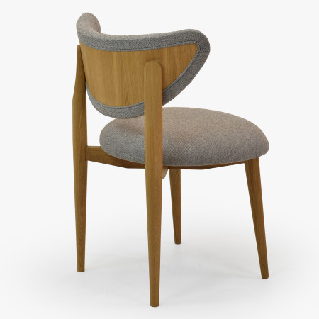 Luxus étkezőszék tölgyfa szürke kárpitozással  - 7