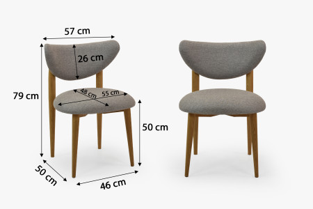 Luxus étkezőszék tölgyfa szürke kárpitozással  - 9