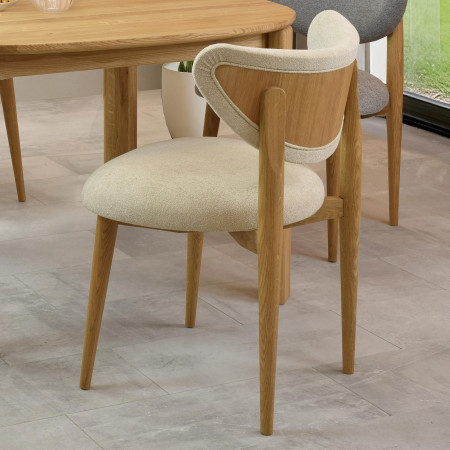 Luxus étkezőszék tölgyfa szürke kárpitozással  - 13