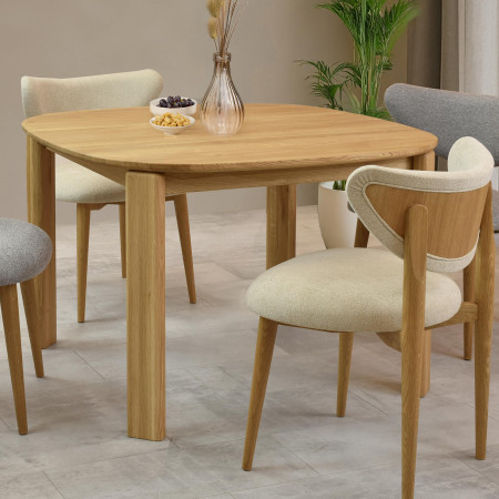 Luxus étkezőszék tölgyfa szürke kárpitozással  - 14