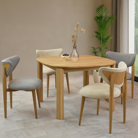 Luxus étkezőszék tölgyfa szürke kárpitozással  - 16