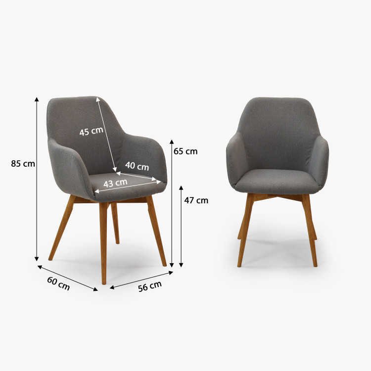 Tervezési szék karfákkal, Sky világosszürke  - 12