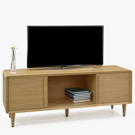 TV állvány fehér tölgy színben lábakon  - 0
