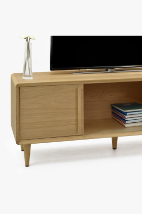 TV állvány fehér tölgy színben lábakon  - 0 2