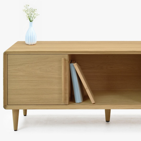 TV állvány fehér tölgy színben lábakon  - 3