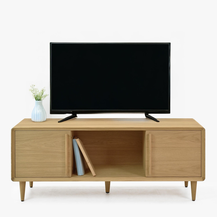 TV állvány fehér tölgy színben lábakon  - 4