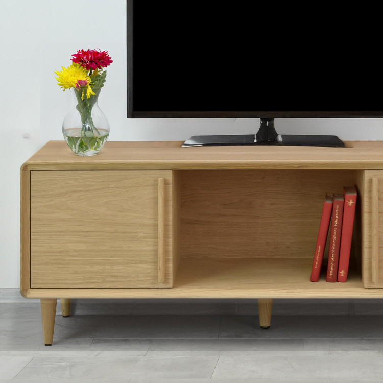 TV állvány fehér tölgy színben lábakon  - 5