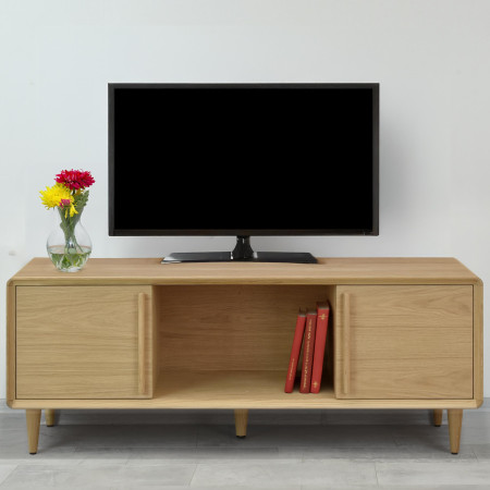 TV állvány fehér tölgy színben lábakon  - 6