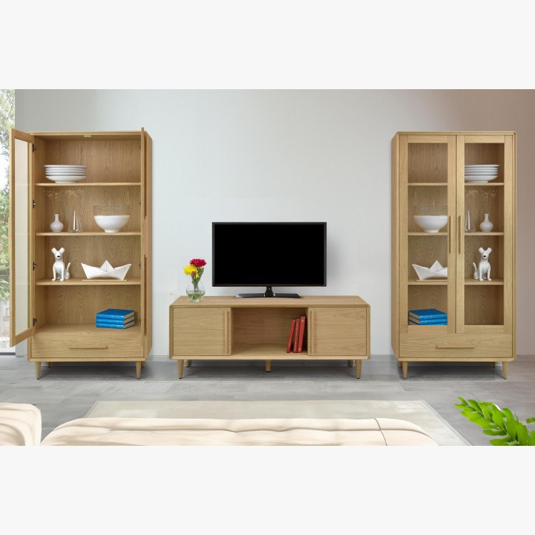 TV állvány fehér tölgy színben lábakon  - 9