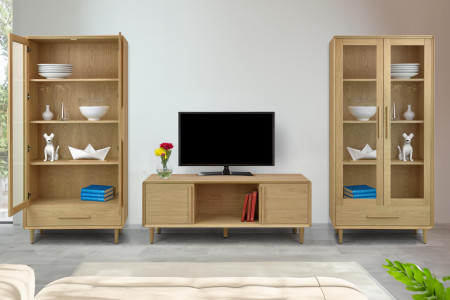 Vitrin 2D fehér tölgy lábakon  - 2