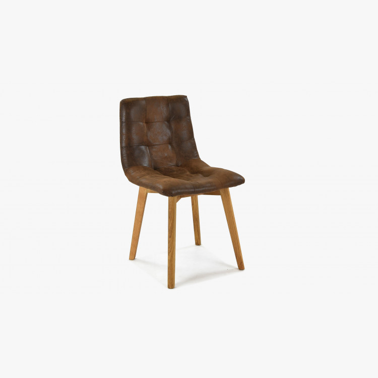 Tölgyfa szék - barna bőr imitáció  - 3