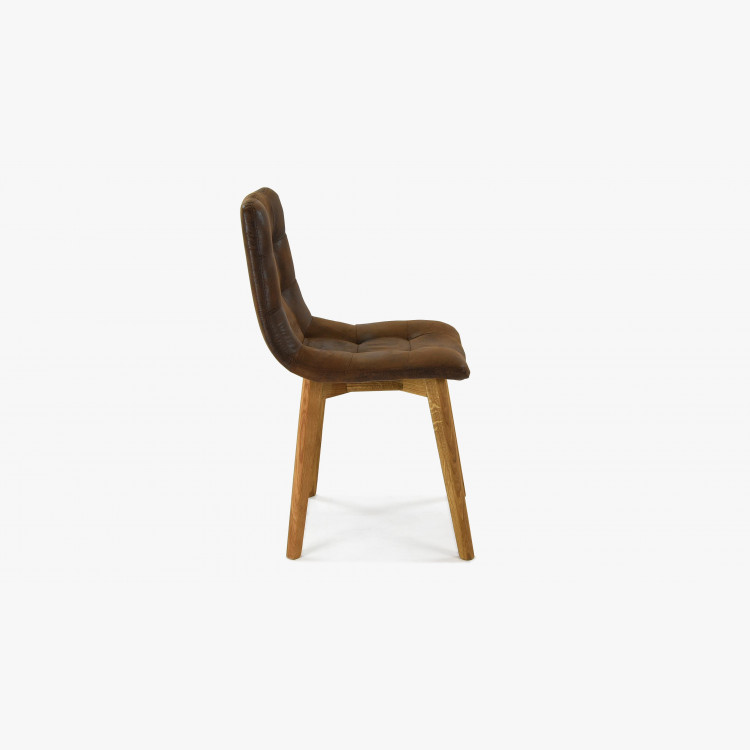 Tölgyfa szék - barna bőr imitáció  - 4