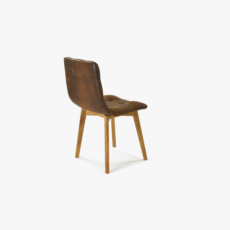 Tölgyfa szék - barna bőr imitáció  - 5