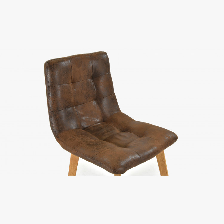 Tölgyfa szék - barna bőr imitáció  - 7