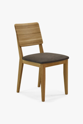 Tölgyfa étkezőszék barna-szürke kárpitozott ülőkével, modern design