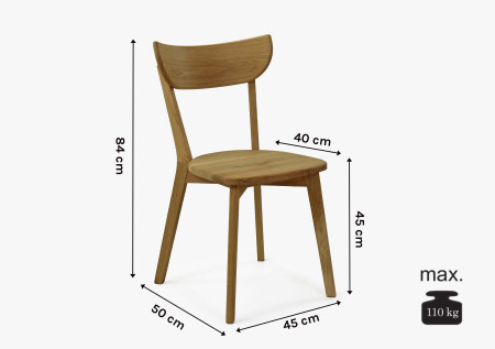 Modern tölgy szék Eva, tölgyfa ülőfelület  - 6